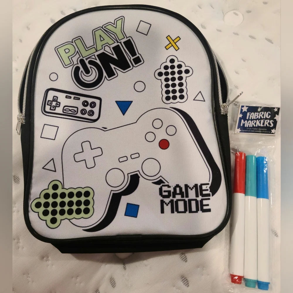 NWT MINI Gaming Backpack with Controller Design - Black and White